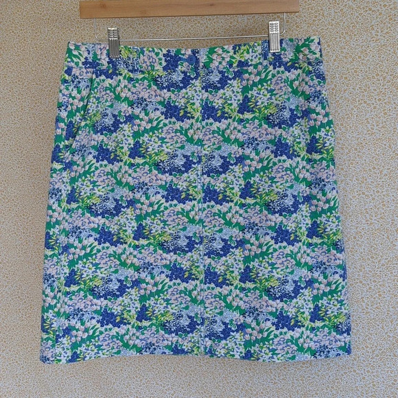 Talbots Blue Floral Knee Length Skirt, Size 10 - Picture 1 of 5